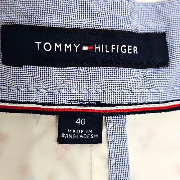 Tommy Hilfiger Mens  4 Pocket Zip Up White w/Red and Blue Palm Tree Shorts Sz 40 - Picture 9 of 11